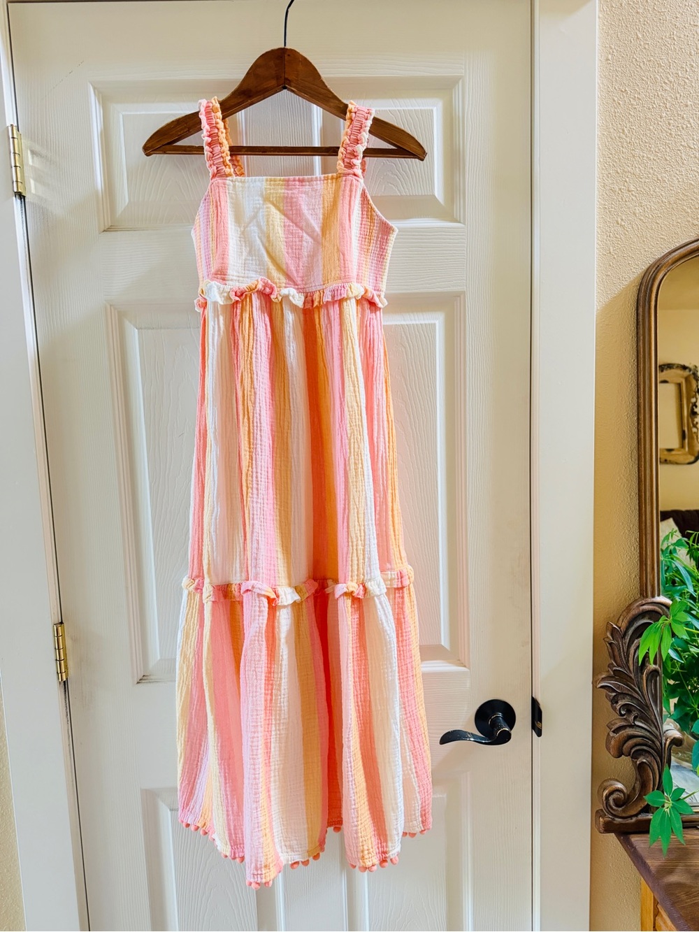 Haute Hippie Pink & Peach Striped Tiered Sundress